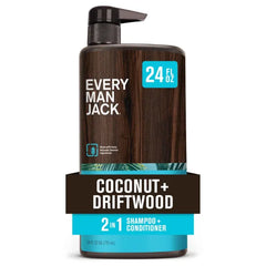 Every Man Jack 2-in-1 Daily Shampoo + Conditioner | Nourishing For All Hair Types, Naturally Derived, Cruelty-Free Shampoo and Conditioner Set for Men - 24oz