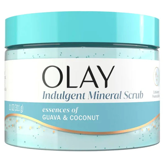 Olay Body Indulgent Mineral Scrub, Skin Exfoliating & Massaging Pearls, Nourishing Soft & Gentle Formula, Renewing BHA, Vitamin B3 Complex, Luxurious Fragrances - 11oz