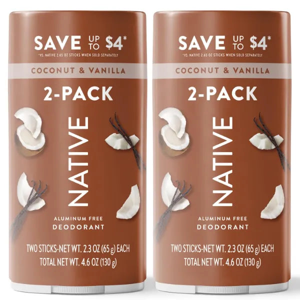 Native Twin Pack Deodorant Bundle - 2 x 2.3 oz, All Day Protection, Aluminum Free, Paraben Free