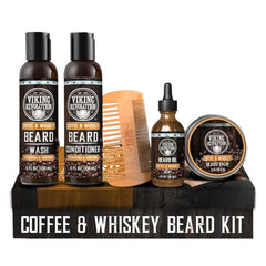 Viking Revolution Ultimate Conditioner for Men's Beard Grooming - Softens, Smoothes and Soothes - Contains Beard Wash and Conditioner (5oz Set), Beard Oil, Balm and Wooden Comb