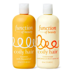 Function of Beauty Coily Hair Shampoo & Conditioner Set Anti Frizz Defining & Moisturizing Hair Care Sulfate Free Shampoo & Conditioner Duo for Bouncy Coils Dry & Dull Coily Hair Products