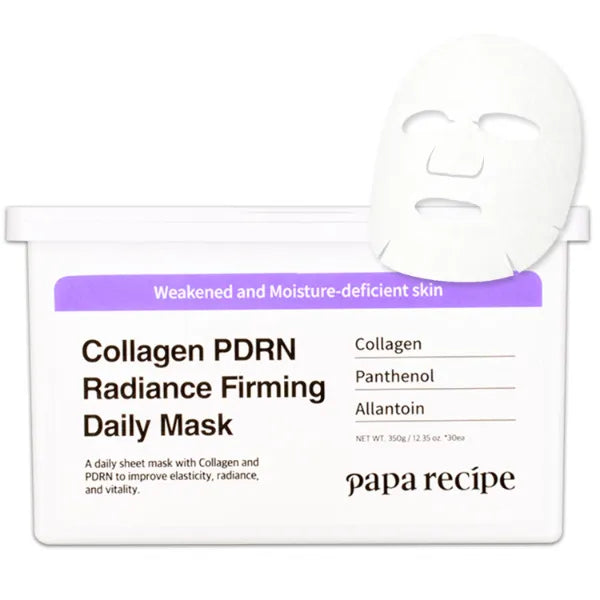 Papa Recipe Daily Sheet Mask PDRN x Collagen For Dry, Less Firm looking Skin, Korean Face Mask for Bouncy looking Skin