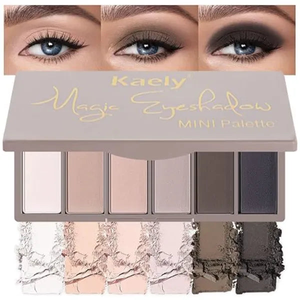 Kaely 6 Colors Mini Rose Pink Eye Shadow Palette Makeup, Mauve Plum Matte Shimmer Eyeshadow Palette for Older Women Highly Pigmented Waterproof