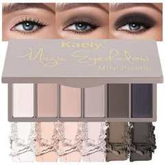 Kaely 6 Colors Mini Rose Pink Eye Shadow Palette Makeup, Mauve Plum Matte Shimmer Eyeshadow Palette for Older Women Highly Pigmented Waterproof