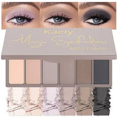 Kaely 6 Colors Mini Rose Pink Eye Shadow Palette Makeup, Mauve Plum Matte Shimmer Eyeshadow Palette for Older Women Highly Pigmented Waterproof