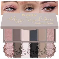 Kaely 6 Colors Mini Rose Pink Eye Shadow Palette Makeup, Mauve Plum Matte Shimmer Eyeshadow Palette for Older Women Highly Pigmented Waterproof