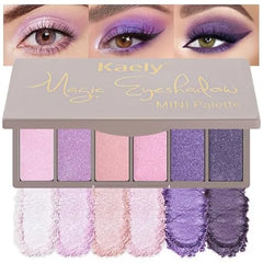 Kaely 6 Colors Mini Rose Pink Eye Shadow Palette Makeup, Mauve Plum Matte Shimmer Eyeshadow Palette for Older Women Highly Pigmented Waterproof