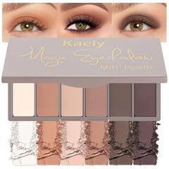 Kaely 6 Colors Mini Rose Pink Eye Shadow Palette Makeup, Mauve Plum Matte Shimmer Eyeshadow Palette for Older Women Highly Pigmented Waterproof