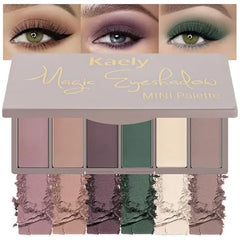 Kaely 6 Colors Mini Rose Pink Eye Shadow Palette Makeup, Mauve Plum Matte Shimmer Eyeshadow Palette for Older Women Highly Pigmented Waterproof