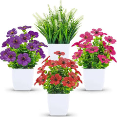 Der Rose 4 Pack 7 Mini Fake Plants, Artificial Plants for Bathroom Decor
