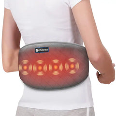 Comfier Heating Pad with Massage for Back Pain Relief - Waist Belt for Lumbar, Abdominal and Cramps - Gray