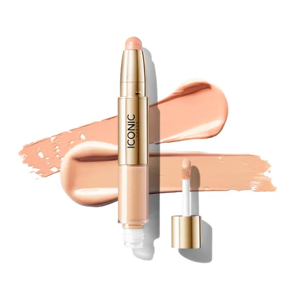 ICONIC LONDON Radiant Concealer & Brightening Duo | Creamy Liquid + Brightening Crayon Dual Ended Concealer, Cruelty Free, Vegan Makeup, 0.08 oz