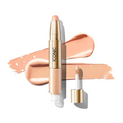 ICONIC LONDON Radiant Concealer & Brightening Duo | Creamy Liquid + Brightening Crayon Dual Ended Concealer, Cruelty Free, Vegan Makeup, 0.08 oz
