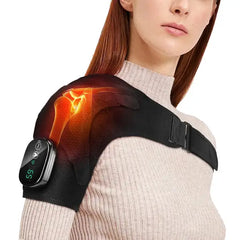 Democe Cordless Shoulder Heating Pad - Heated Wrap with 3 Vibration Modes for Women & Men