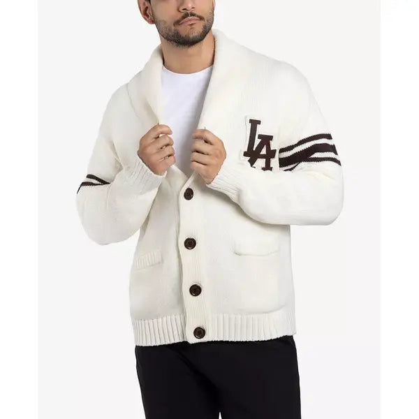 X-Ray Men's Shawl Collar Heavy Gauge Cardigan