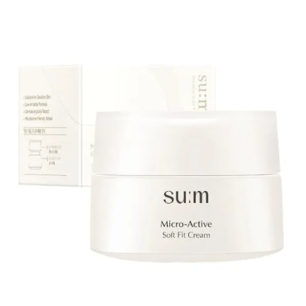 SU:M Micro Active Soft Fit Cream Deep Hydration for Elasticty, Sensitive Skin. Korean Skin Care. Peptides, Fermented Nutrients.
