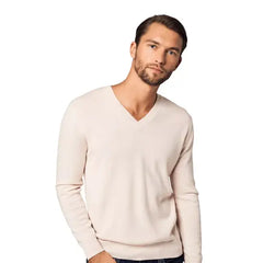 Bellemere Men's Solid V-Neck Merino Sweater