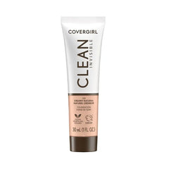 COVERGIRL Clean Invisible Foundation Makeup, Dewy & Glowy Natural Finish, Buildable Coverage, Skin-Like Smooth Look, Vegan