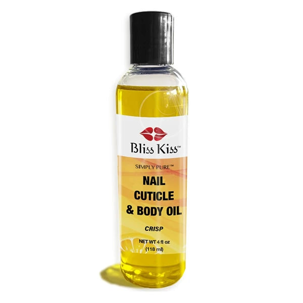 Bliss Kiss Simply Pure Hydrating Nail & Cuticle Oil 4 oz – Jojoba & Vitamin E Body Oil for Dry Skin, Hands, Feet & Elbows – Strengthens Nails, Softens Cuticles