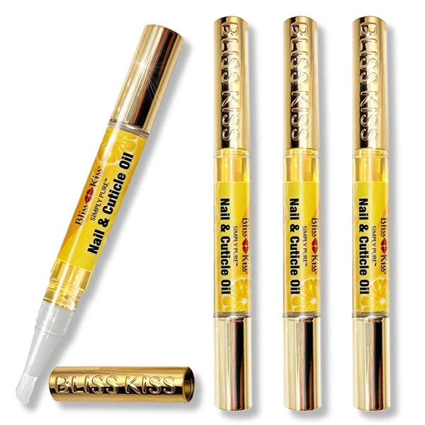 Bliss Kiss Nail Oil Cuticle Pens w/ Vitamin E & Jojoba – Strengthener & Growth Treatment for Brittle, Peeling, Thin Nails (Variety Scents)