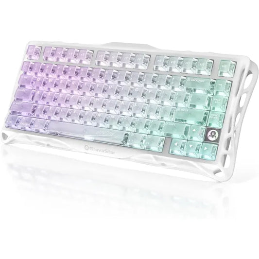 GravaStar Mercury K1 Lite 75% Gaming Keyboard, 2.4GHz/BT/Wired Tri-Mode Wireless Keyboard, Gasket Hot Swappable Mechanical Keyboard, Pre-lubed Linear Switches, RGB Backlit