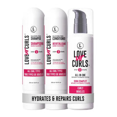 Love Ur Curls - Shampoo & Conditioner Set with All in One Curl Cream Styler for Wavy Hair, 3 Step System for Repair and Moisturizing 250ml
