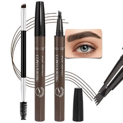 Kaely 2Pcs Microblading Eyebrow Pen with Brush, Magical Precise Waterproof Brow Pen, 4 Tip Eyebrow Contouring Eye Brow Pencils for Women, Creates Natural Brows