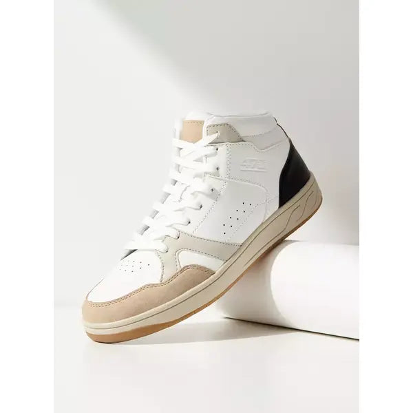 Textured Lace-Up High-Top Sports Shoes