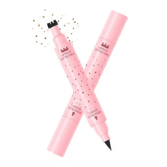 KYDA Freckle Liquid Eyeliner Pen, 2 in 1 Freckles Stamp and Black Liquid Eyeliner, Waterproof and Long lasting Soft Dot Spot Pen Realistic Fake Freckles for Natural Lifelike Sun-kissed Makeup