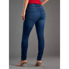 MAX FASHION Plain Skinny Fit Jeans with Pockets-Blue