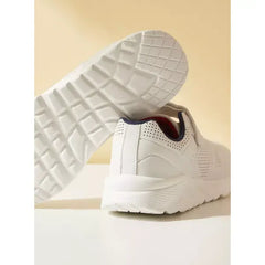 Perforated Detail Sneakers with Hook and Loop Closure White