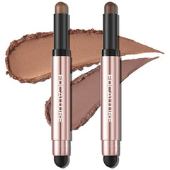 FOCALLURE 2PCS No Crease Eyeshadow Stick,Shimmer and Matte Cream Eyeshadow Pencil Crayon,Long Lasting Waterproof Eye Brightener Stick With Blending Brush