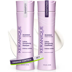 Keranique Volumizing Shampoo and Conditioner Set for Hair Repair and Growth with Biotin and Keratin for Women, Thinning Hair Formula, 8 Fl Oz Each