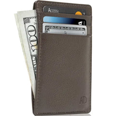 Access Denied RFID Blocking Front Pocket Wallet - Mini Slim Leather Card Holder