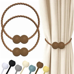 Hion Magnetic Curtain Tiebacks Black 2pcs, Curtain Holdbacks Hooks Holders