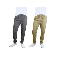 Galaxy By Harvic Men's Basic Stretch Twill Joggers, Pack of 2