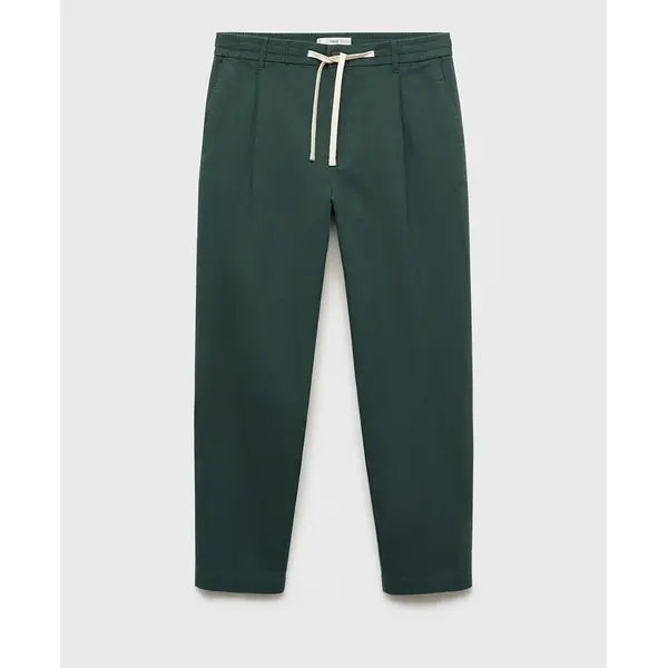 MANGO Men's EU Slim-Fit Linen-Blend Drawstring Pant