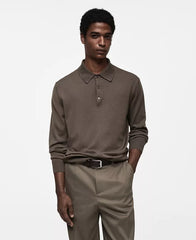 MANGO Men's Slim-Fit Fine-Knit Wool Polo Sweater