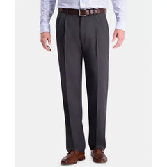 Haggar Men's Expandable Waist Pleated Stretch Dress Pants