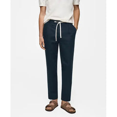MANGO Men's EU Slim-Fit Linen-Blend Drawstring Pant