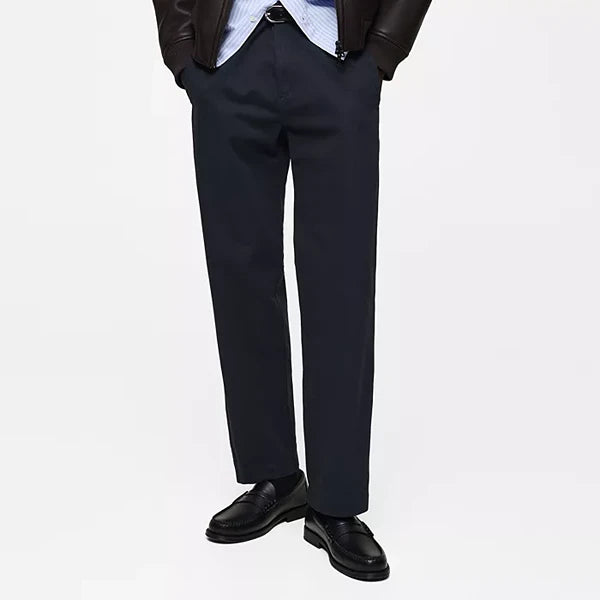 MANGO Men's Regular-Fit Cotton Trousers