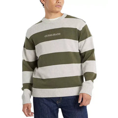 GUESS JEANS Men's Stripe Logo Sweater
