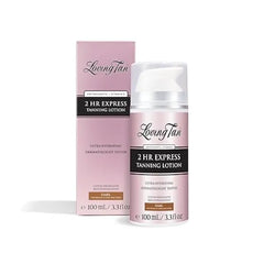 Loving Tan NEW 2 Hr Express Self Tanning Body Lotion, Medium Hydrating Natural-Looking Glow Sunless Self Tanner, Streak Free, Dermatologist Tested, Lightweight