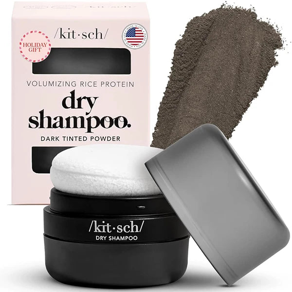 Kitsch Dry Shampoo Powder with Rice Protein – Unscented, Volumizing, No White Cast, Non-Aerosol, Organic & Paraben-Free, for Dark & Light Hair, Women & Men, Travel Size 8g