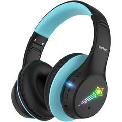 EarFun K4 Kids Bluetooth Headphones, Wireless Headphones with LED Lights, 74/85/94dBA Volume Limited, Built-in Mic, 90H Playtime, Bluetooth 5.4 Over Ear Headphone for iPad/Tablet/PC
