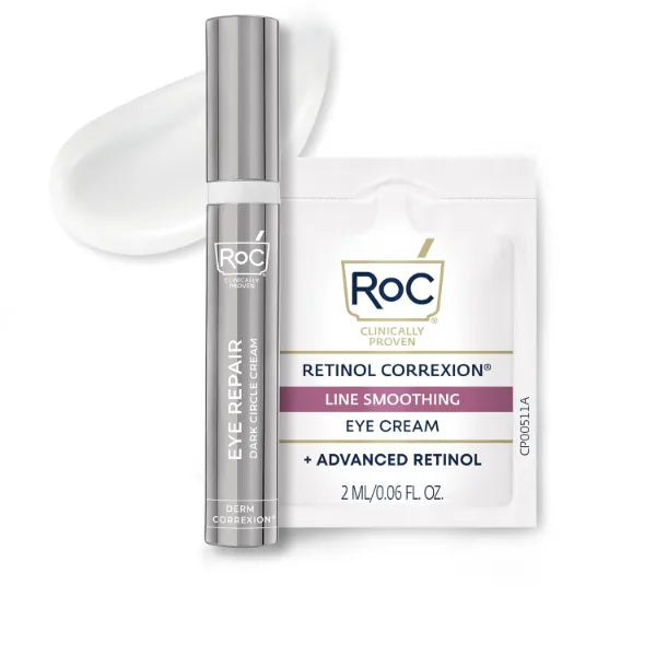 RoC Derm Correxion Retinol Eye Care – Dark Circle & Puffiness Repair Cream with Retinol Under Eye Cream Packette, Peptides, Niacinamide & Line-Smoothing Eye CarE