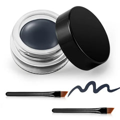 Erinde Gel Eyeliner, Waterproof Cream Eyeliner Gel Pot, High-Intensity Pigments Long Lasting Smudge Proof Eye Liner Eyebrow Makeup, Waterline Matte Eye Liner with 2PCS Brushes