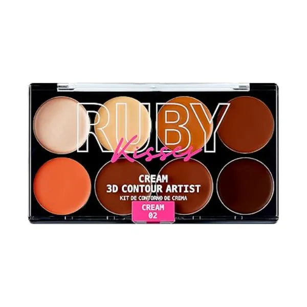 Ruby Kisses Flawless Finish with 3D Contour Cream Makeup Palette – Lightweight, Multi-Palette, Contouring Foundation, Creamy, Sculpt &Highlighting, Define Cheekbones