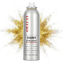 Lezero Hair & Body Glitter Spray for Women – Gold & Rainbow Silver Shimmer Makeup, Large 200ml Long-Lasting Festival, Concert, Wedding & Rave Body Glow