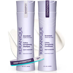 Keranique Volumizing Shampoo and Conditioner Set for Hair Repair and Growth with Biotin and Keratin for Women, Thinning Hair Formula, 8 Fl Oz Each